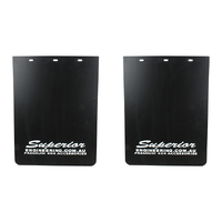 Superior Premium Mudflaps Extra Extra Large 640mm x 320mm - White Logo (Pair) - PF2613BS1