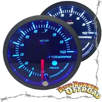 Racetech 52TAWBSWLS-P-BLUE Tachometer Gauge 52mm with audible Alarm Blue / White