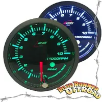 Racetech 52TAWGSWLS-P-GREEN Tachometer Gauge 52mm with audible Alarm Green / White 