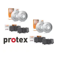 Protex Ultra 4WD Front & Rear Slotted Brake Discs Rotors & Pads Brake Upgrade Kit for Nissan Patrol GQ Y60 (except TB42efi)