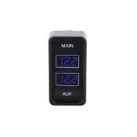 Hulk Rectangle Rocker Size Dual Voltmeter - Blue (Bulk)